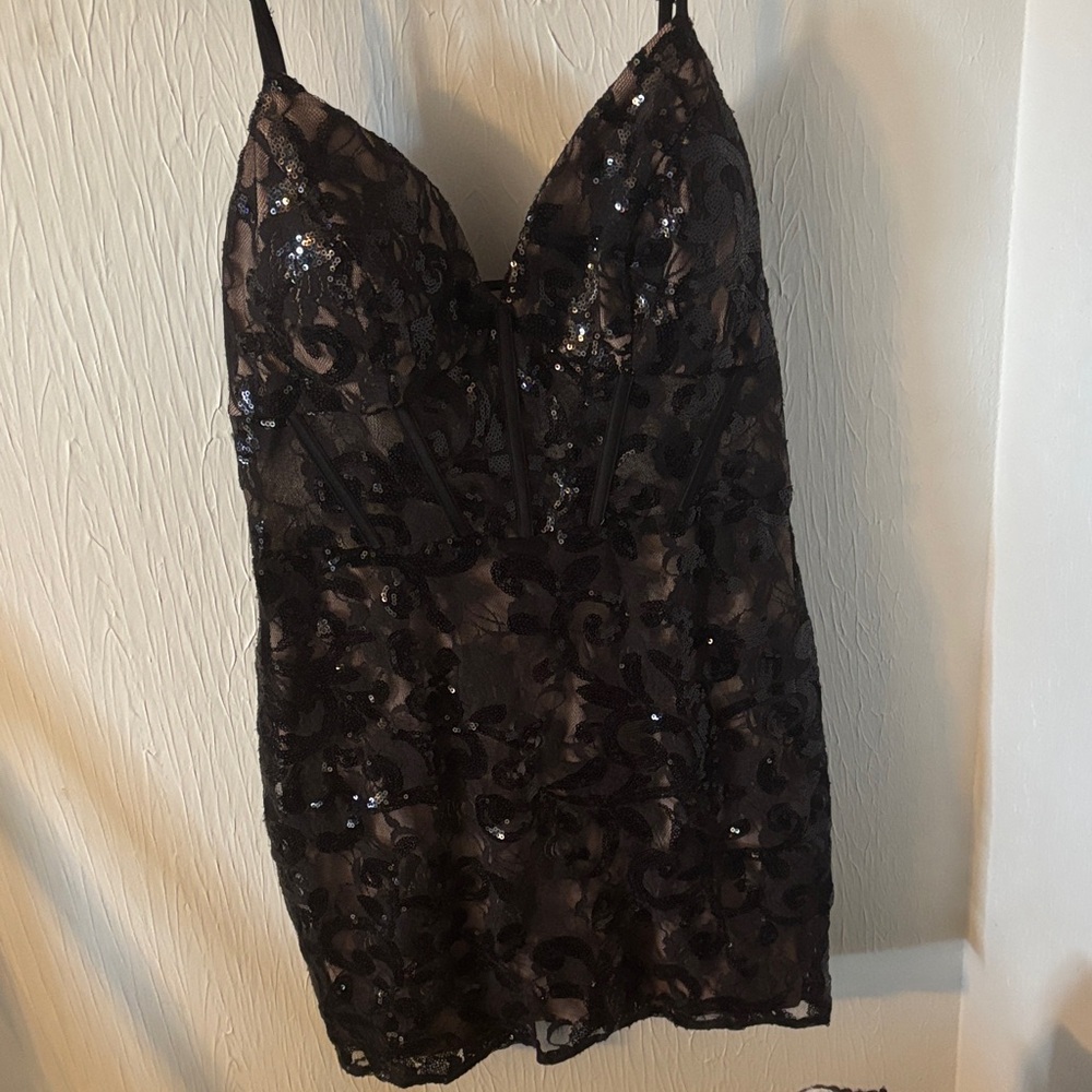 Blondie Nites Black Sequin Mini Dress